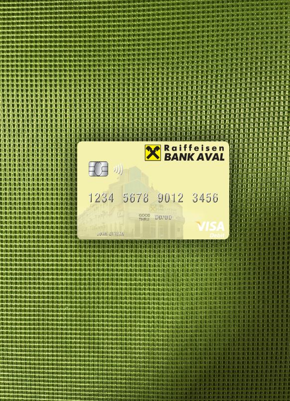 Download Ukraine Raiffeisen Bank visa debit card photolook front Photoshop template